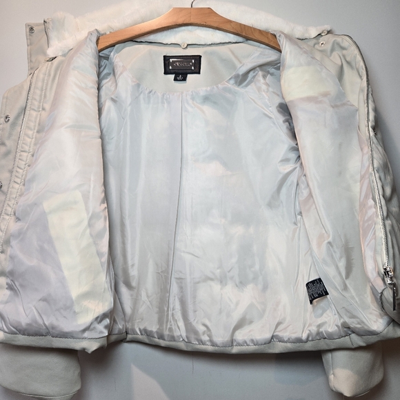 Jou Jou Faux Leather Jacket Large Women's Vegan Cream Beige - Picture 6 of 10